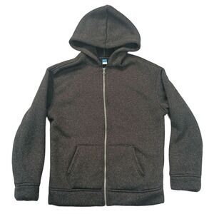 Old Navy Sherpa Lined Hoodie Boys XXL (14/18) Full Zip Sweatshirt Charcoal Gray